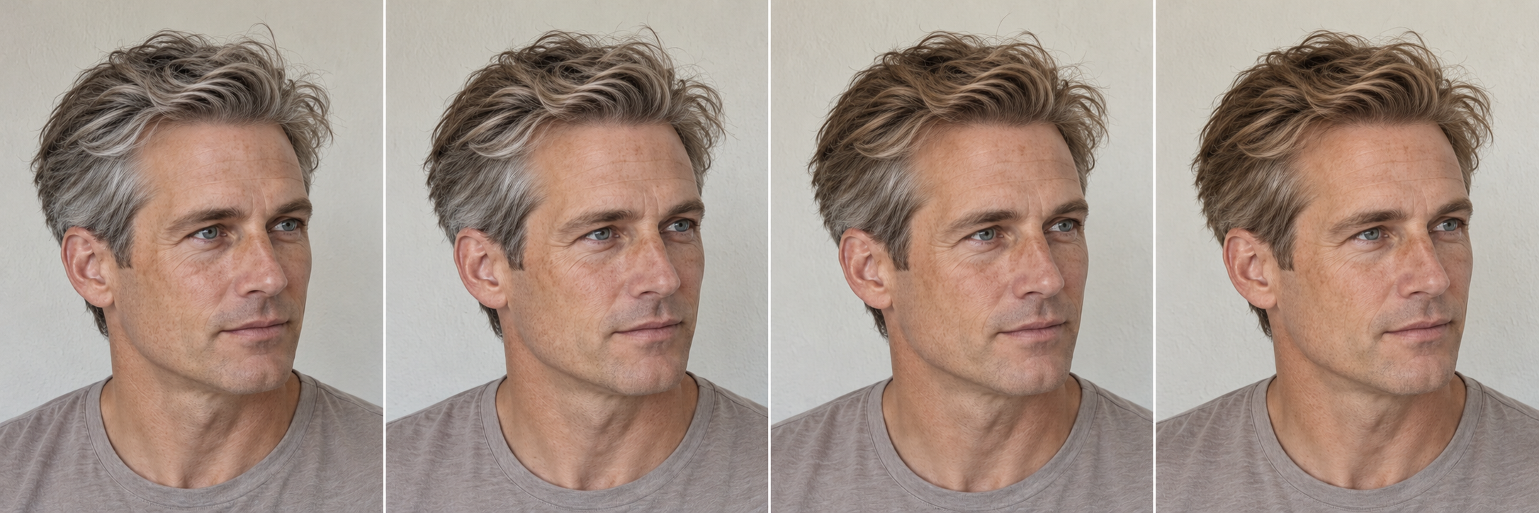 Illustrative colour progression in four stages, Blonde.