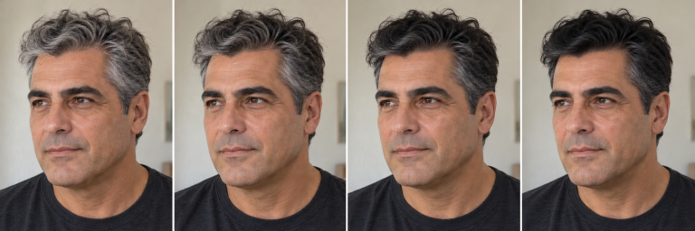 Illustrative colour progression in four stages, Black.